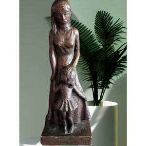 Vintage Leonardo Art Works Inc Chalkware Mother & Daughter Figurine Very Pretty